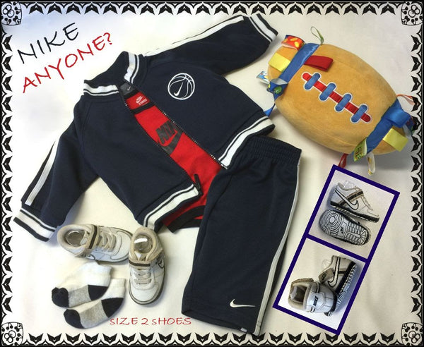 Baby Boys Size 3-6 Three Piece NIKE SUIT & Swoosh NIKE Crib Shoes Too!  * Like NEW* SALE