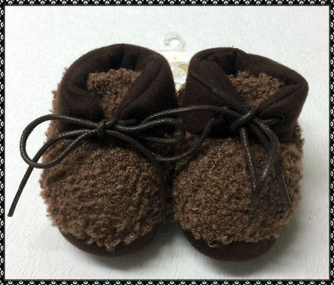 Baby Boys SWEET DREAMS Size 0-6 Months Brown SLIPPERS CRIB Shoes - VINTAGE NEW