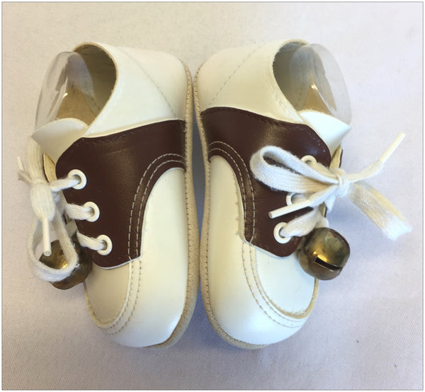 BABY BOYS Size 1 BROWN & WHITE SADDLE CRIB Shoes! True Retro Made in USA