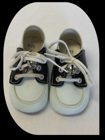 BABY BOYS Size 1 BLACK & WHITE SADDLE CRIB Shoes - Vintage