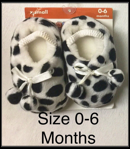 Baby Boys/Girls DALMATIAN Size 0-6 Months & 6-12 Months Slippers NOS