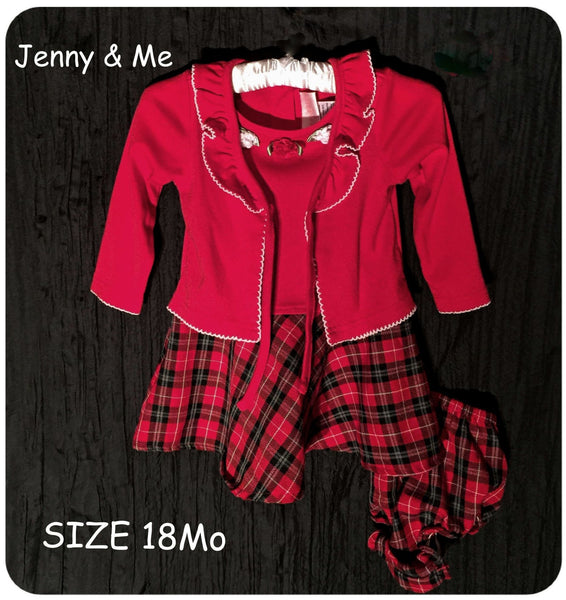 Baby Girls Size 18 Months Red & Black Plaid Dress Set