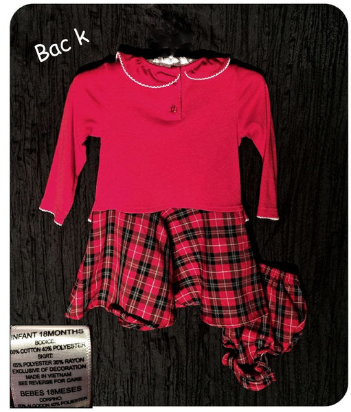 Baby Girls Size 18 Months Red & Black Plaid Dress Set