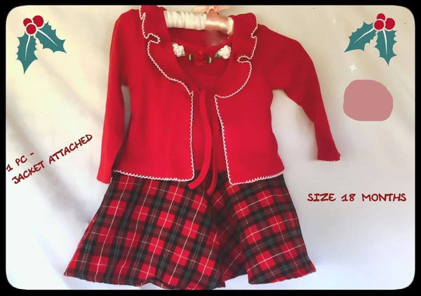 Baby Girls Size 18 Months Red & Black Plaid Dress Set