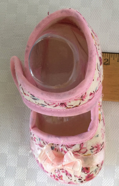 BABY GIRL FLOWERED SHOES - Lovely Soft Sole with BOWS - Size 2 & 3 BRAND NEW