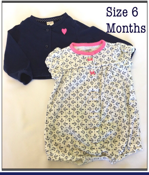 Baby Girls Size 6 Months Anchor ROMPER & Jacket * Summer cute * CHECK STATUS