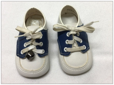 Baby White & NAVY BLUE Saddle Shoes Size 1 Newborn 0-3 - Vintage Sweet