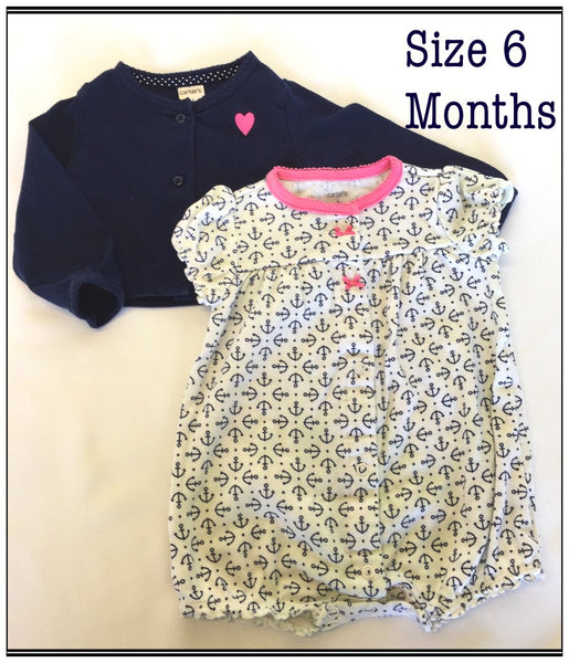 Baby Girls Size 6 Months Anchor ROMPER & Jacket * Summer cute * CHECK STATUS