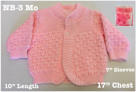 Baby Girl Size Newborn - 0-3 & 3 Months Bright PINK Vintage CARDIGAN SWEATER