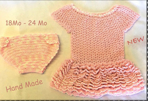 BABY GIRLS Size 18-24 Months KNIT DRESS w/Matching Diaper Cover - NEW Vintage