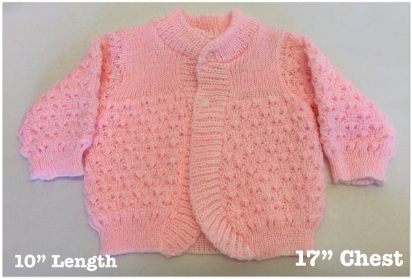 Baby Girl Size Newborn - 0-3 & 3 Months Bright PINK Vintage CARDIGAN SWEATER