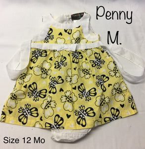 Baby Girls Size 12 Months Dress Butterfly Yellow Vintage Pretty Boutique - Betty DOUBLE CHECK WHERE THIS IS