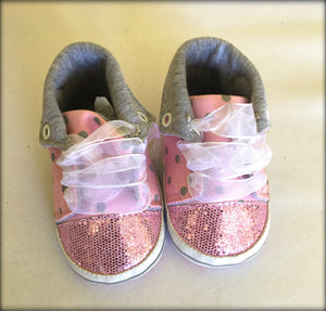 Baby Size Size 1 or 0-3 Valen Sinia Pink/Gray Polka Dot High Top Sneakers  - Look New