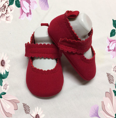 Baby Girls Size 1 RED Cloth Crib Shoes - Clean & Sweet!