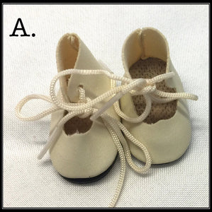 MICRO Preemie GIRLS TINY Leather BEIGE & BLACK DRESS SHOES w/Laces