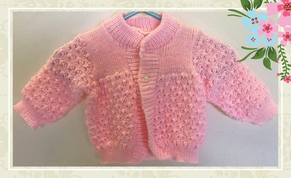 Baby Girl Size Newborn - 0-3 & 3 Months Bright PINK Vintage CARDIGAN SWEATER