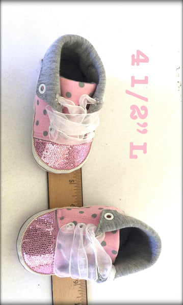 Baby Size Size 1 or 0-3 Valen Sinia Pink/Gray Polka Dot High Top Sneakers  - Look New