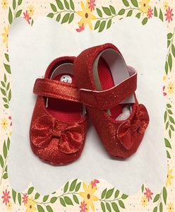 Baby Girls Size 1 Sparkly RED Shoes Velcro Close - NEW