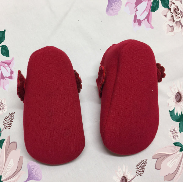 Baby Girls Size 1 RED Cloth Crib Shoes - Clean & Sweet!