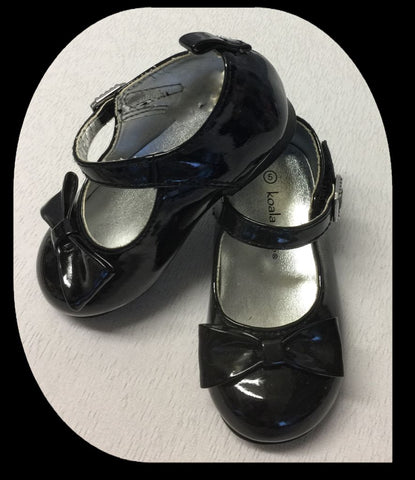 Baby Girls Size 5c BLACK PATENT LEATHER Shoes with Bows *KOALA Brand* SWEET!