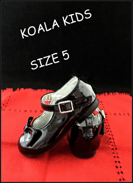 Baby Girls Size 5c BLACK PATENT LEATHER Shoes with Bows *KOALA Brand* SWEET!