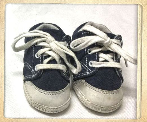 BABY BOYS Size 1 & Size 2 -  Baby Deer DENIM BLUE SNEAKERS CRIB Shoes - NEW Old Stock